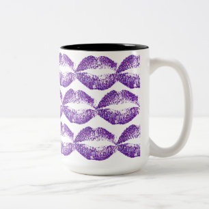 Purple Glitter Lips #3 Two-Tone Coffee Mug