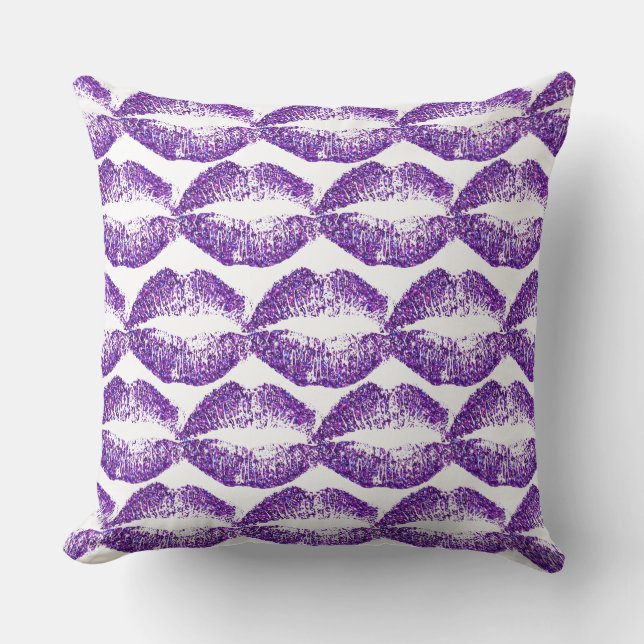 Purple Glitter Lips #4 Cushion (Front)