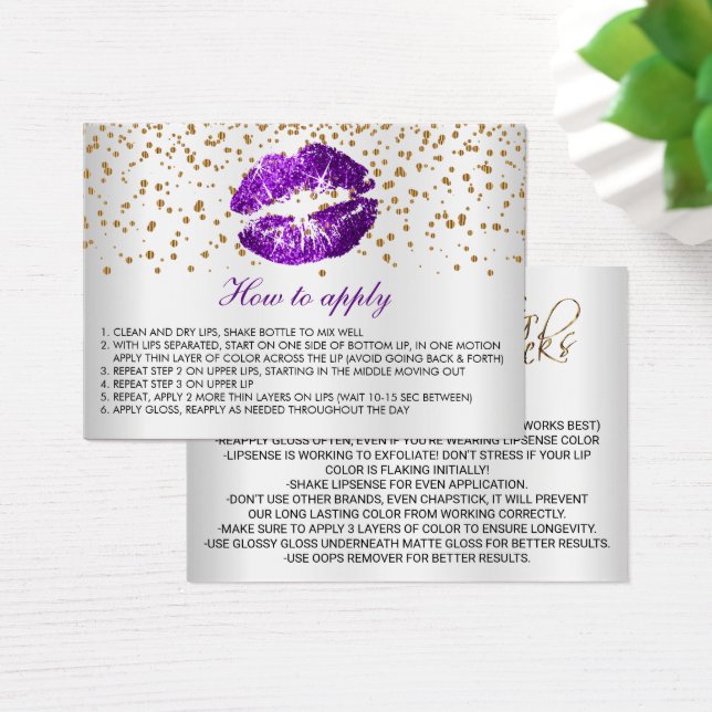 Purple Glitter Lips Application Instructions (Desk)