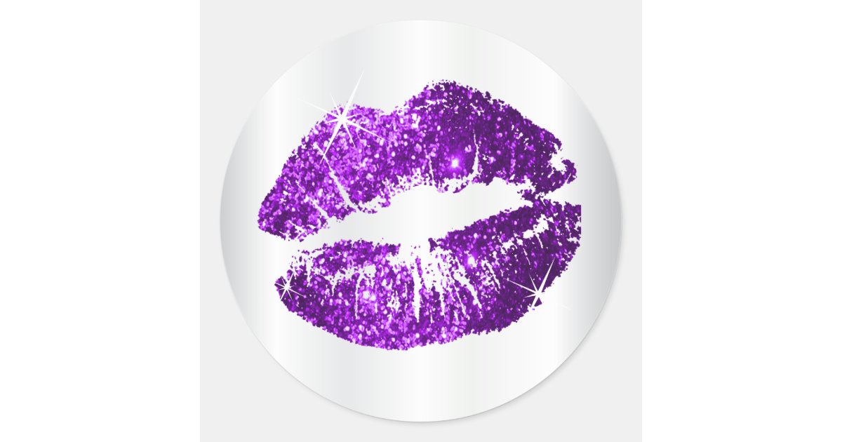 Purple Glitter Lips Classic Round Sticker Zazzle 7851