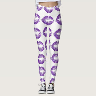 Purple Glitter Lips Leggings