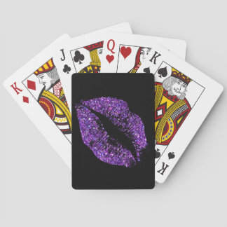 Purple Glitter Lips Playing Cards