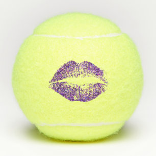 Purple Glitter Lips Tennis Balls