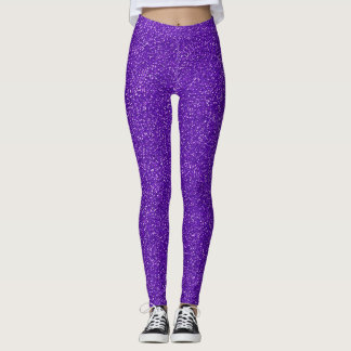 Purple Glitter-Look Leggings