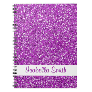 Purple Glitter Look-like And Name Notebook