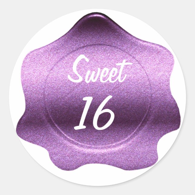 Purple Glitter Look Wax Seal Custom Sticker (Front)