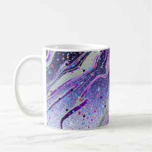 Purple glitter marble coffee mug