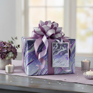 Purple glitter marble wrapping paper