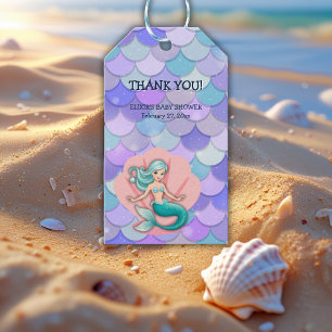 Purple Glitter Mermaid Under the Sea Baby Shower Gift Tags