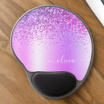 Purple Glitter Metal Monogram Name Gel Mouse Pad<br><div class="desc">Purple  Faux Foil Metallic Sparkle Glitter Brushed Metal Monogram Name and Initial Mousepad (Mouse Pad). This makes the perfect sweet 16 birthday,  wedding,  bridal shower,  anniversary,  baby shower or bachelorette party gift for someone that loves glam luxury and chic styles.</div>