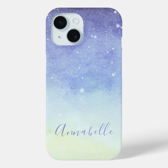  Purple Glitter Modern Minimalist Monogram Case-Mate iPhone Case (Back)