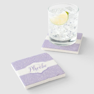 Purple Glitter Monogram Coaster