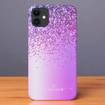 Purple Glitter Monogram Name Luxury Girly iPhone 11 Case<br><div class="desc">Purple Faux Foil Metallic Sparkle Glitter Brushed Metal Monogram Name Phone. This makes the perfect sweet 16 birthday,  wedding,  bridal shower,  anniversary,  baby shower or bachelorette party gift for someone that loves glam luxury and chic styles.</div>