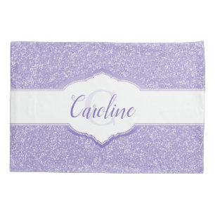 Purple Glitter Monogram Pillow Case