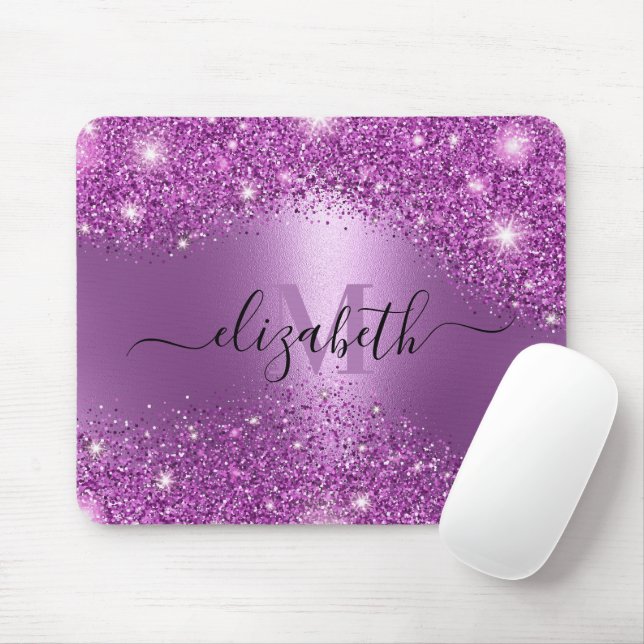 Purple Glitter Mouse Pad (With Mouse)