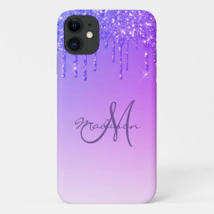 Purple Glitter Name Sparkles Glam Girly Pretty iPhone 11 Case