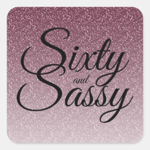 Purple Glitter Ombre 60 and Sassy 60th Birthday Square Sticker