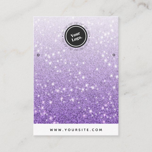 Purple Glitter Ombre Glam Jewellery Earrings Displ Business Card (Front)