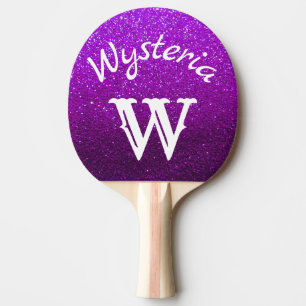 Purple Glitter Ombre Sparkles Monogram Glam Ping Pong Paddle