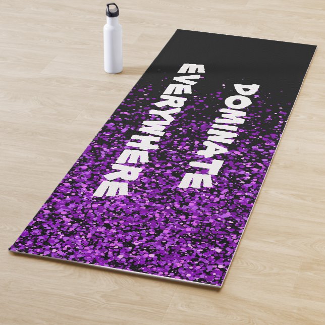 Purple Glitter on Black Dominate Everywhere | Yoga Mat (In Situ)