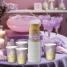 Purple Glitter on Gold Quinceañera