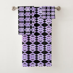 Purple Glitter Overlap Diamond Pattern Bath Towel