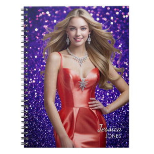 Purple Glitter Pageant Photo Rehearsal Notebook