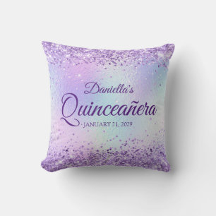 Purple Glitter Pale Iridescent Quinceanera Cushion