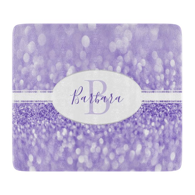 Purple Glitter Personalise Cutting Board (Front)