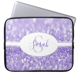 Purple Glitter Personalise Laptop Sleeve