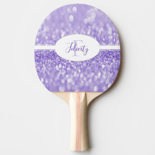 Purple Glitter Personalise Ping Pong Paddle