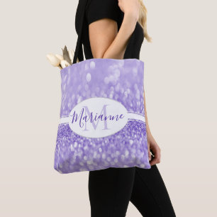 Purple Glitter Personalise Tote Bag