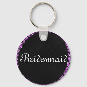 Purple Glitter Personalised Bridesmaid Key Ring