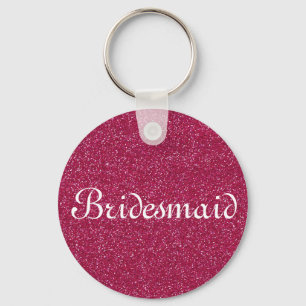 Purple Glitter Personalised Bridesmaid Key Ring