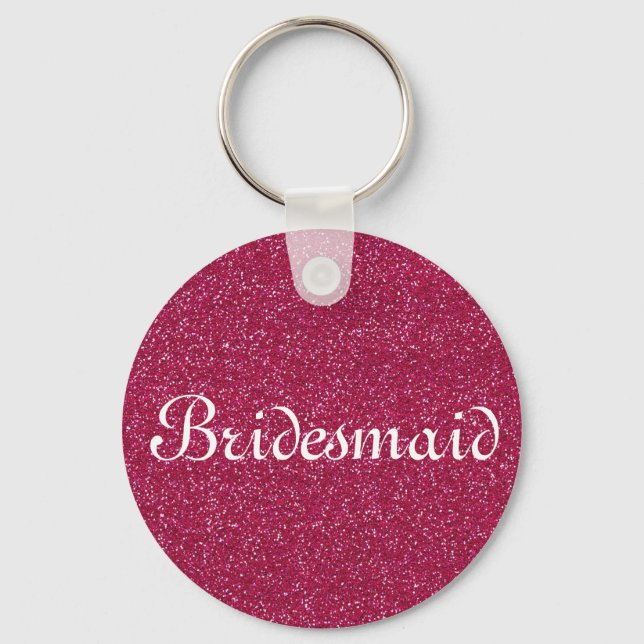Purple Glitter Personalised Bridesmaid Key Ring (Front)