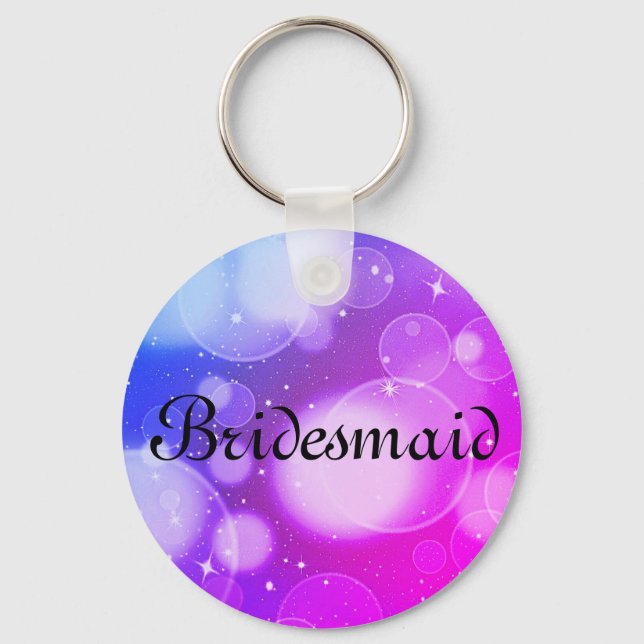 Purple Glitter Personalised Bridesmaid Key Ring (Front)