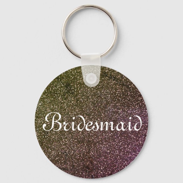 Purple Glitter Personalised Bridesmaid Key Ring (Front)