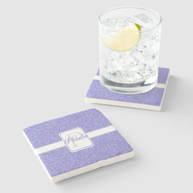 Purple Glitter Personalised Coaster (Side)