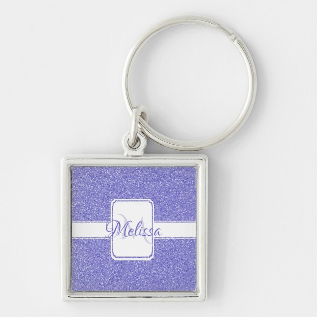 Purple Glitter Personalised Keychain (Front)