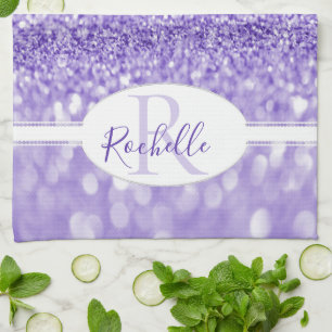 Purple Glitter Personalised Kitchen Towel
