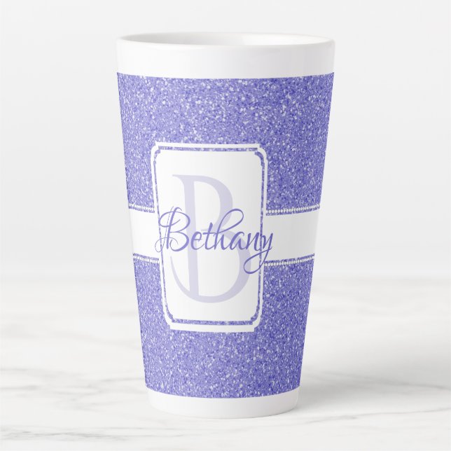 Purple Glitter Personalised Latte Mug (Front)