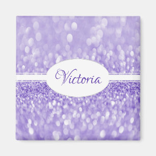 Purple Glitter Personalised Magnet