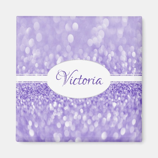Purple Glitter Personalised Magnet (Front)