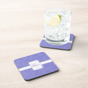 Purple Glitter Personalised Plastic Coaster