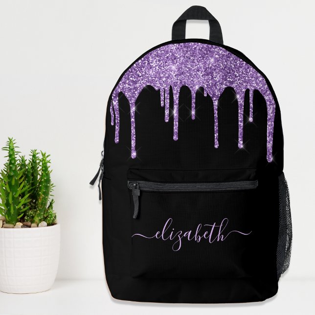 Purple Glitter Personalised Printed Backpack (Creator Uploaded)