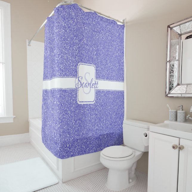 Purple Glitter Personalised Shower Curtain (In Situ)