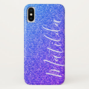 Purple Glitter Personalized Name Script iPhone X Case