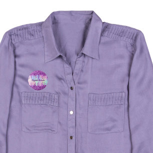 Purple glitter pink custom holographic name tag 3 cm round badge