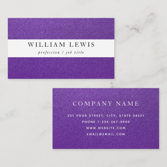 Purple Glitter Professional Modern Business Card (Front/Back)