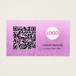 Purple glitter Qr code modern Logo business card
